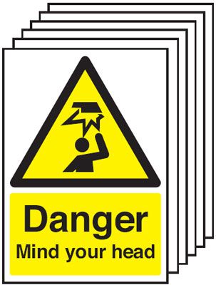A3 Danger Mind Your Head - Rigid Pk of 6 - Y1427366