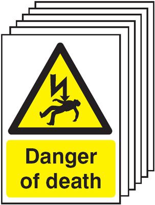 A5 Danger of Death - Self ahesive Pk of 6 - Y1427382