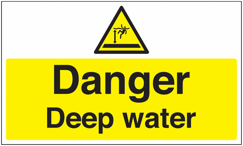 300x500mm Danger Deep Water - Self Adhesive - Y1339304