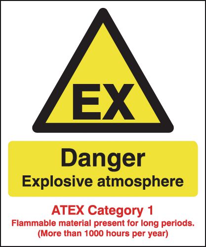 A4 Danger Explosive Atmosphere (ATEX Category 1) - Self Adhesive - Y2457624