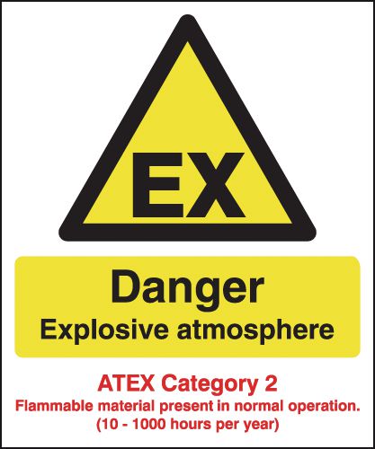 A4 Danger Explosive Atmosphere (ATEX Category 2) - Self Adhesive - Y2457627