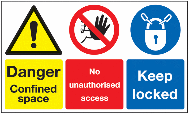 300x500mm Danger Confined Space No Unauthorised Access Keep Locked - Rigid - Y1343436
