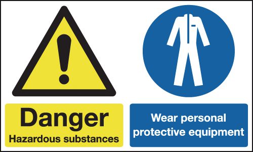 150x300mm Danger Hazardous Substances Wear Personal Protective Equipment - Self Adhesive - Y1343473