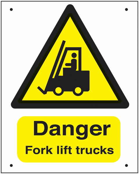 400x300mm Danger Fork lift trucks Vandal resistant sign - Y511297