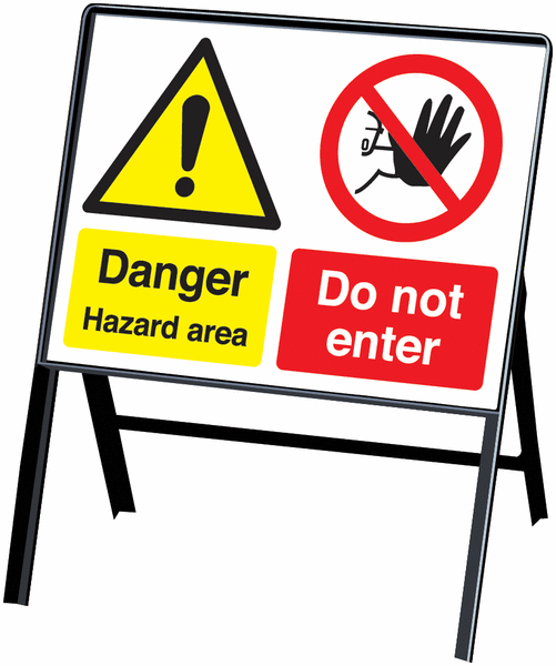 450x600mm Danger Hazard area Do not enter stanchion sign - Y1343463