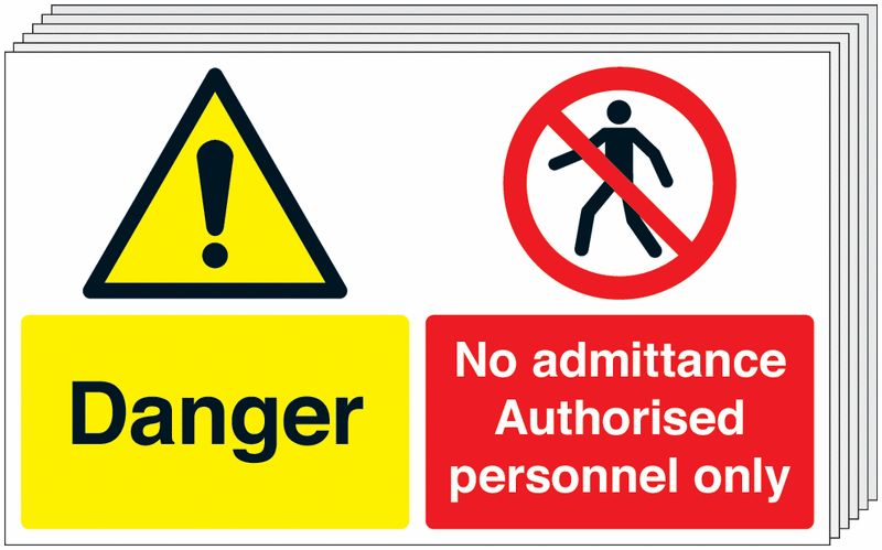 300x500mm Danger No Admittance Authorised Personnel Only - Rigid Pk of 6 - Y1427624